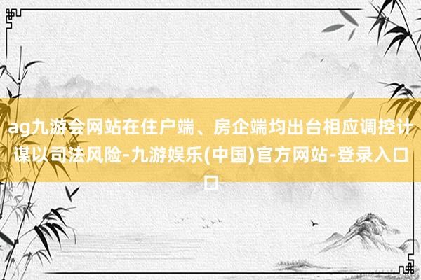ag九游会网站在住户端、房企端均出台相应调控计谋以司法风险-九游娱乐(中国)官方网站-登录入口